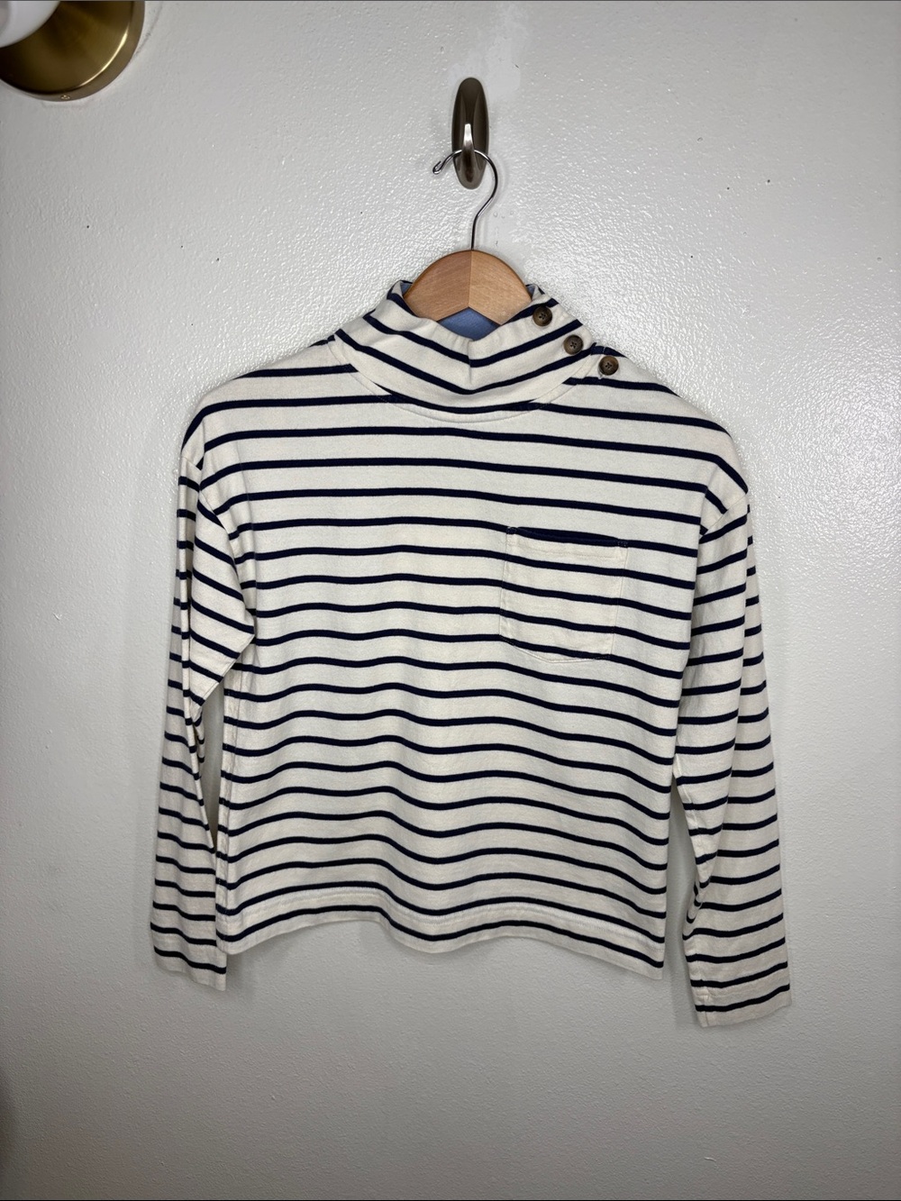 Vineyard Vines Navy Striped Side Button Collar Top Women Size S